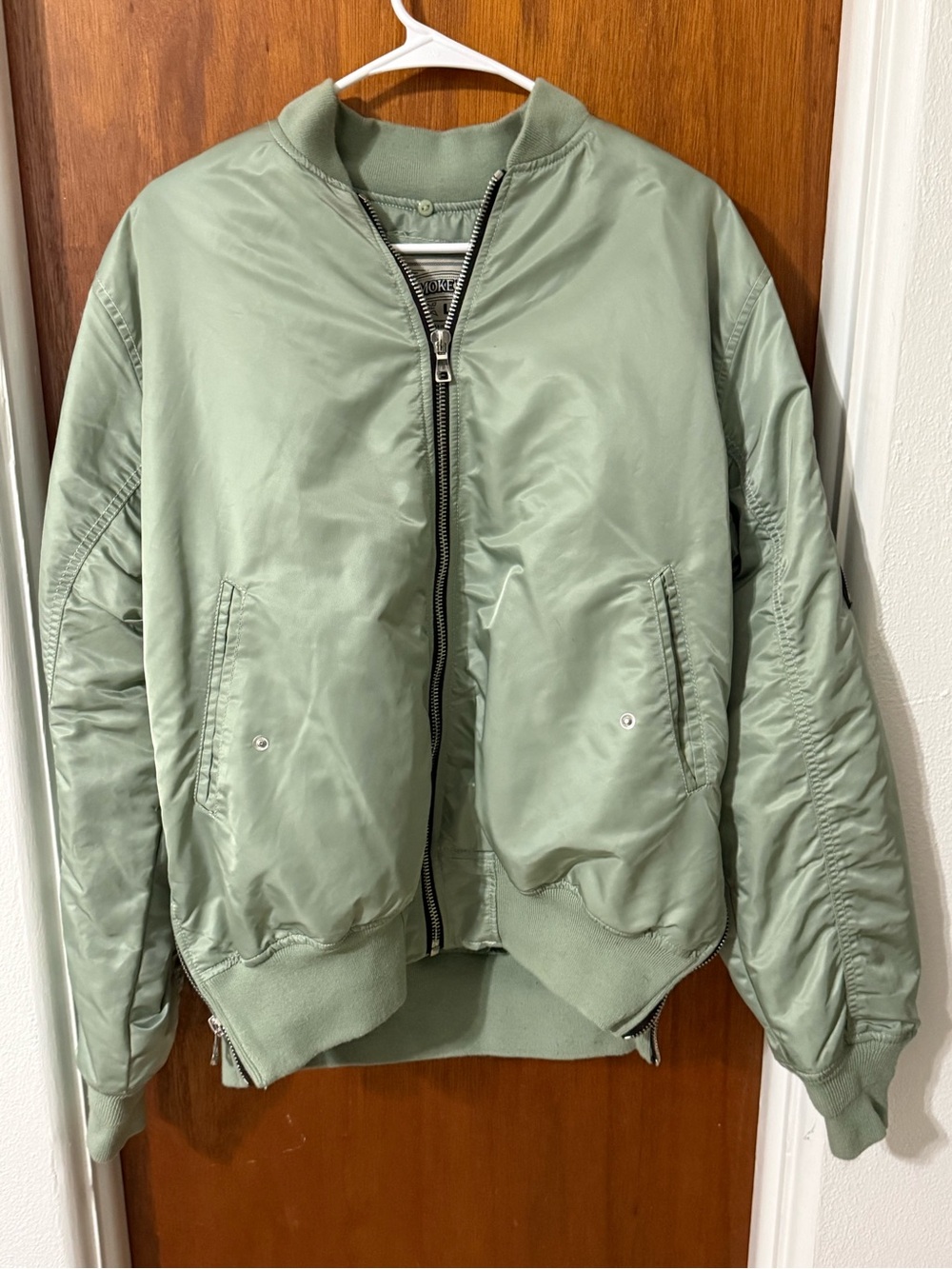 Smoke Rise NYC Men's Olive Green MA1 Bomber Flight Jacket Streetwear Size Large